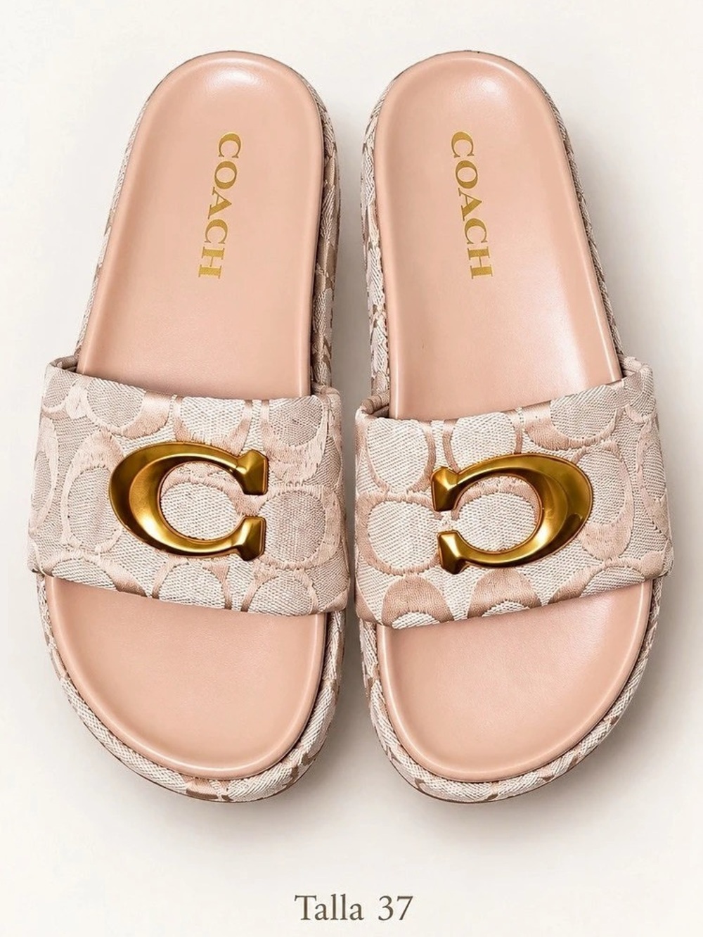 Coach Gwen Slide Sandal Gold Buckle Pink EU 37